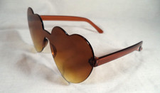 Heart Shaped Sunglasses Brown Ombre Rimless Retro Festival Unbranded