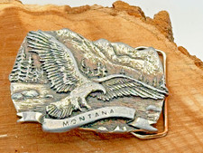 Vintage Made in USA by Spec Cast Montana Flying Bald Eagle Belt Buckle --790.23