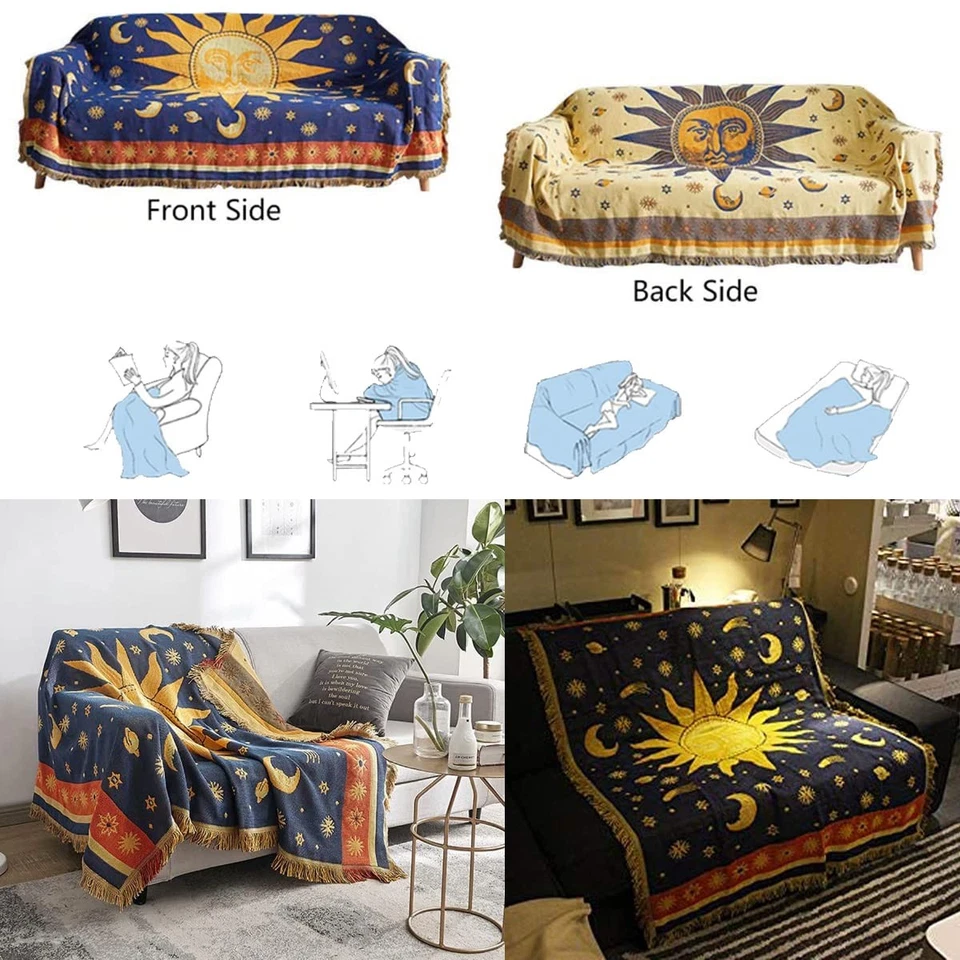 Manta Hippie Sol Luna Estrellas Boho Mantas Tapiz Celestial Hacer... Foto 2 de 4