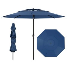 10 ft 3-tier Vented Patio Umbrella Large Market Table Umbrella Outdoor Sun Shade