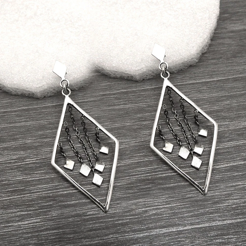 Christmas Eve Real 925 Sterling Silver Stunning Dangle Earrings Handmade Jewelry - Image 3 of 4