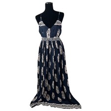 Dress Day Navy Blue Floral Maxi Dress Size Large