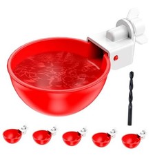 Chicken Waterer Cups Automatic DIY Chicken Water Cups with 3/8'' 6 Pack Red