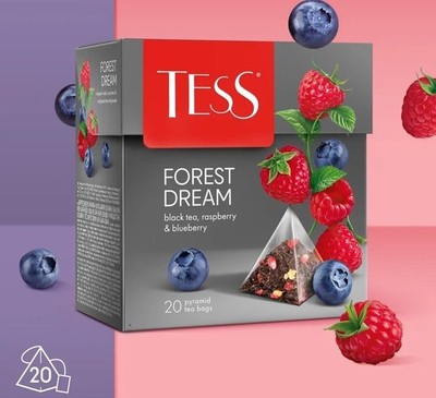 TESS Forest Dream Black Tea 2x20 Pyramid Bags Raspberry & Blueberry