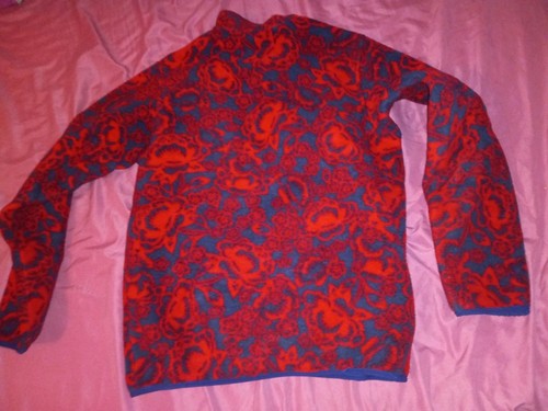 Patagonia Synchilla Rose Red Floral Snap-T Fleece Jacket Womens Medium Pullover - Picture 7 of 8
