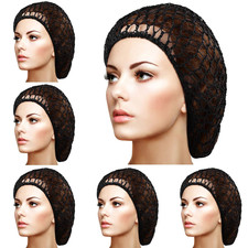 6 Pieces Hair Net Snoods for Women Sleeping Mesh Soft Rayon Knit Crochet Hairnet
