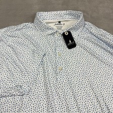 Johnnie-O Polo Shirt Mens Medium Featherweight White Print Short Sleeve Stretch