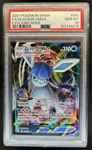 2021 Pokemon SWSH Evolving Skies Glaceon VMAX #041/203 PSA 10 GEM MINT