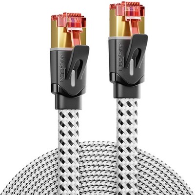 2m CAT 7 Patchkabel Flachkabel RJ45 Nylon Netzwerkkabel Ethernet LAN DSL Flach