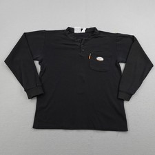 Rasco FR Shirt Mens Medium Black Flame Resistant Henley Long Sleeve Work Cat 2