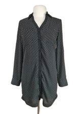 Express Portofino Shirt Dress Women Size S Black White Polka Dot Button Up 124P