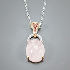 Jewellery 24 ct+ Natural Morganite Necklace 925 Sterling Silver 18"/N28127