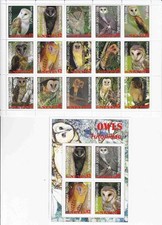 Stamp sheet+block complete Owls Tutonidae Nevis 2013 issue Birds Fauna