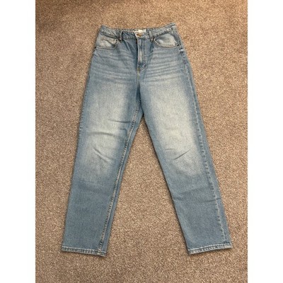 Bershka Mom Slim Jeans Women Size 6 Light Blue Excellent High Waisted Tapered