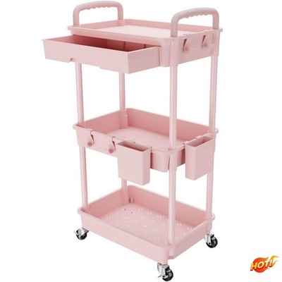 3-Tier Rolling Utility Cart with Drawer for Versatile Storage