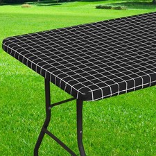 Rectangle Vinyl Table Cloth 30x48, Waterproof Elastic Fitted Tablecloth with ...