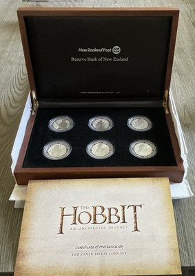 2012 - The Hobbit-LOTR : An Unexpected Journey 6x1oz Silver Coin Set!-NICE