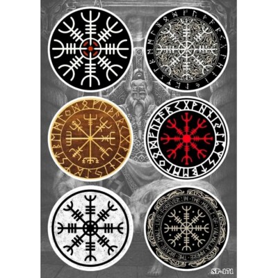 Aegishjalmur Vegvisir Symbol Sticker Pack Viking Norse Icelandic Magical Stave