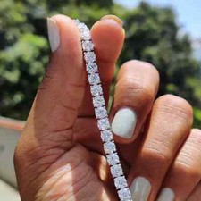 9CT Round Lab Created Diamond Unisex Tennis Bracelet 14K White Gold Plated 7.5"