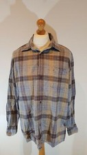 Lorenzo Calvino Milano Men's XL Cotton Plaid Button Down Shirt Grey Brown