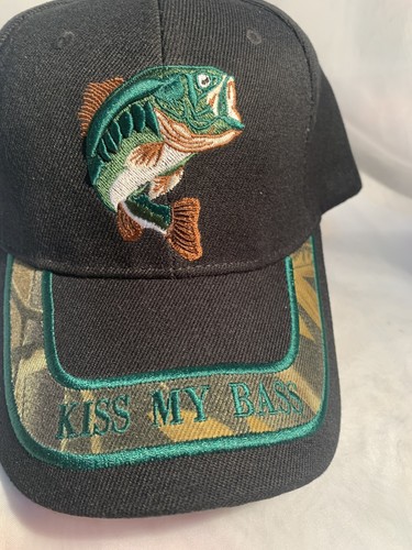 BLACK FISH HAT/CAP BASS FISH ON FRONT 