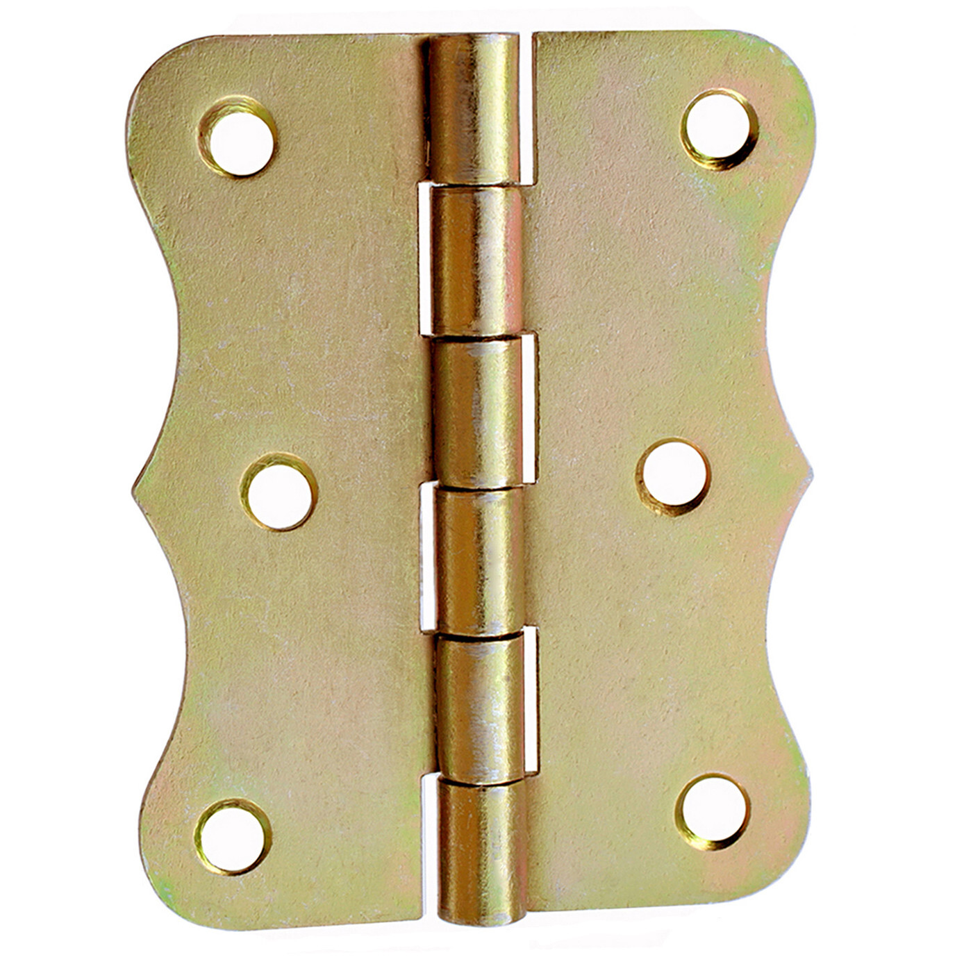 8X Rolled Hinges 80 X 61 Mm Half Wide Retro Yellow Galvanized.