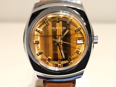 VINTAGE NOS  BEAUTIFUL CHROMED MEN'S SWISS MECHANICAL WATCH''PEARSON''DE LUXE