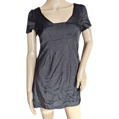 Minikleid Schwarz Gr. S 36   Empire-Stil   Satin-Optik Kurzarm Party Kleid
