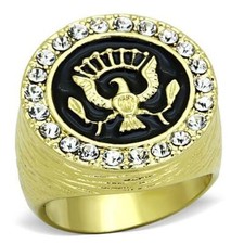 Men'S Gold Plated Eagle Ring Accented With Top Crystals 8 9 10 11 12 13 Tk1404