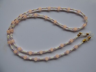 Perlen Brillen-/Sonnenbrillenkette - Farbe Peachy Pink und Weiß Perlen