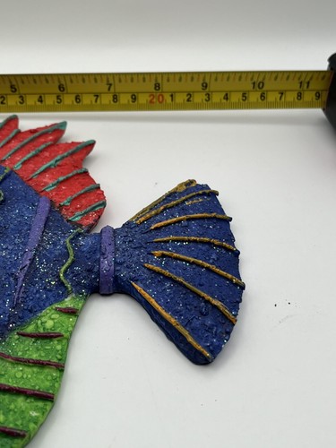 Super Cute “Dory Look” Navy Blue Colorful Glitter Fish Wall Hanging 9-1/2” Long - Picture 4 of 5