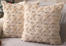 Pair , Soft Plush Christmas Gingerbread Man Pillow Covers 18 x 18 , Beige F11