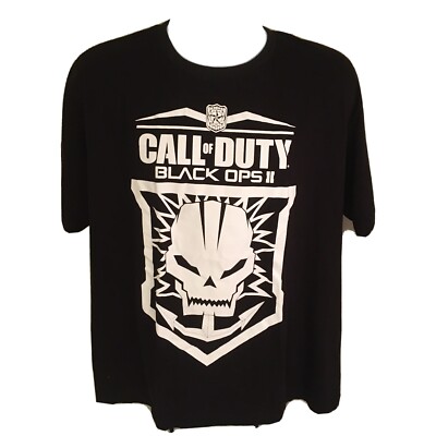 Call of Duty Black Ops II 2 Mens T-Shirt Black White Skull XL 2012 Free Ship!