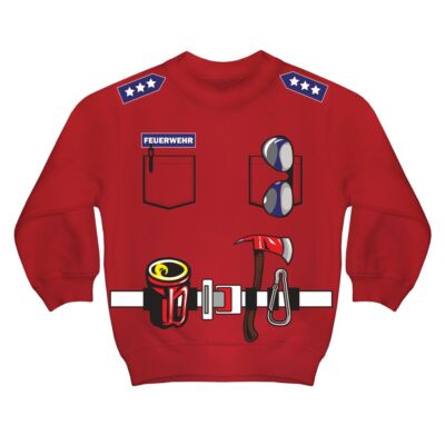 Jungen Jungs Pullover Uniform FEUERWEHRMANN Feuerwehr fasching kostüm sweatshirt
