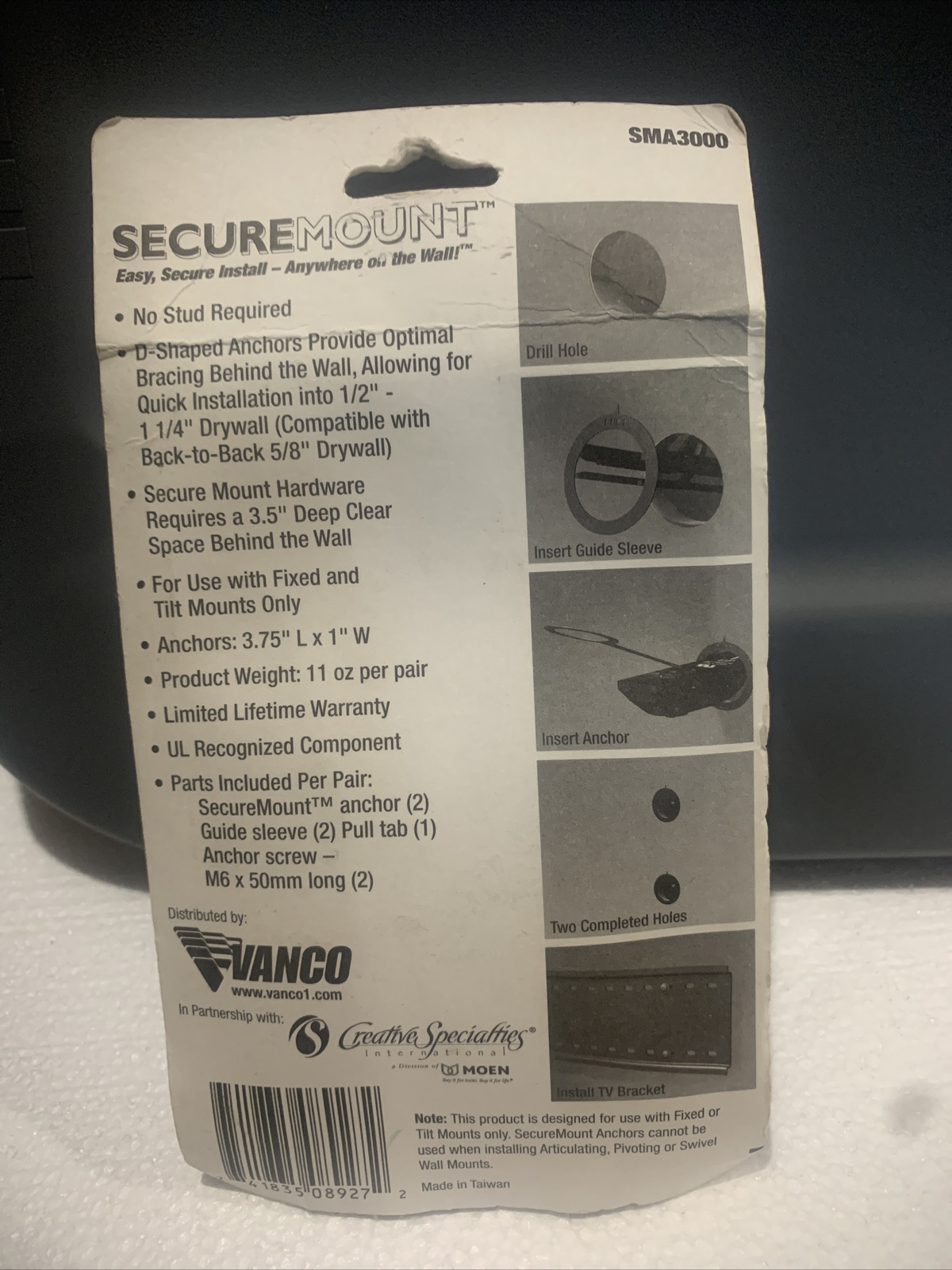 VANCO SMA3000X Moen Secure Mount Anchors For Flat Panel Television eBay