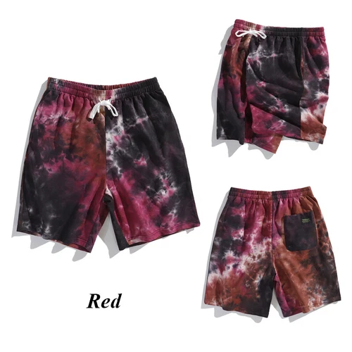Men Tie Dye Shorts Casual Cotton Blend Loose Half Pants Streetwear Bottoms - Bild 10 von 29