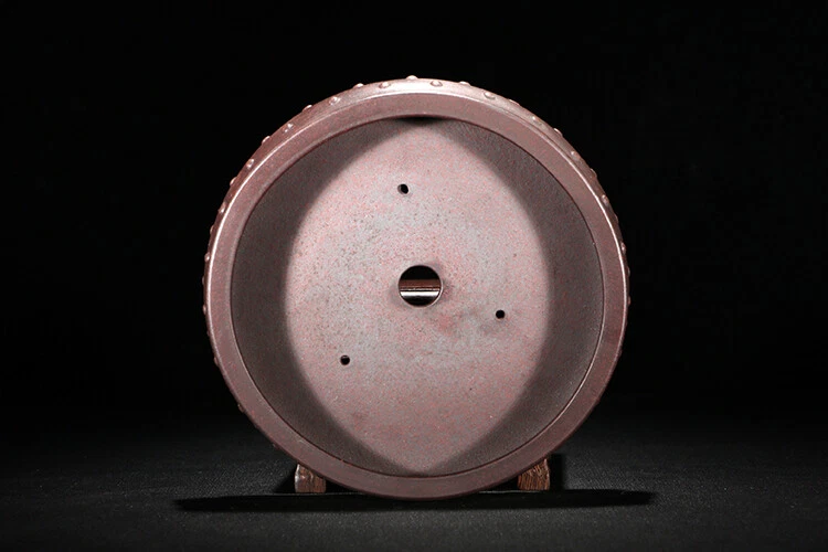 6.5in Chinese Zisha Handmate Drum Nail Round Potted Plant Bonsai Clay Flower Pot - Image 3 of 4