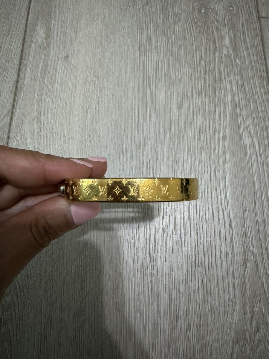 LOUIS VUITTON Cuff Nanogram LV Bangle Bracelet Gold Size S LOUIS VUITTON Cuff Nanogram LV Bangle Bracelet Gold Size S