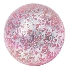 Single 50mm Princess Glass 2" Toebreaker Marble Clear w Pink Frit Iridescent