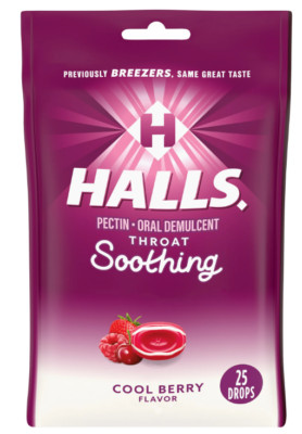 HALLS Throat Soothing Cool Berry Throat Drops, 25 Drops