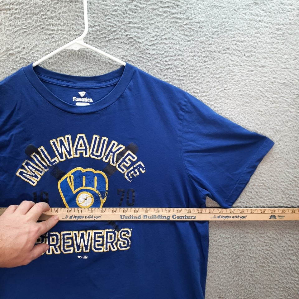Milwaukee Brewers Shirt Adult 2XL XXL Blue MLB Baseball Fanatics