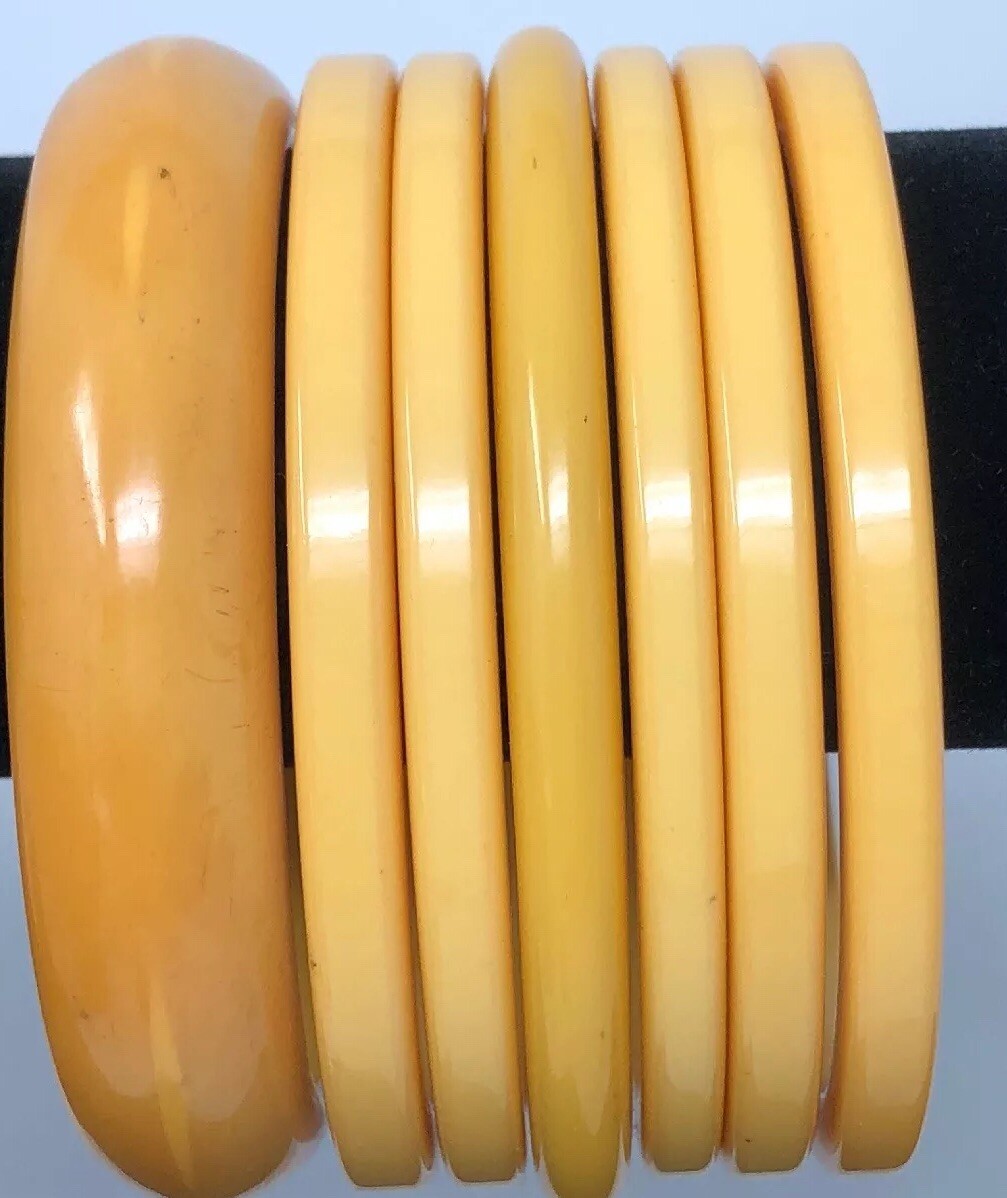 vintage bakelite collectible plastics bracelets yello… Gem