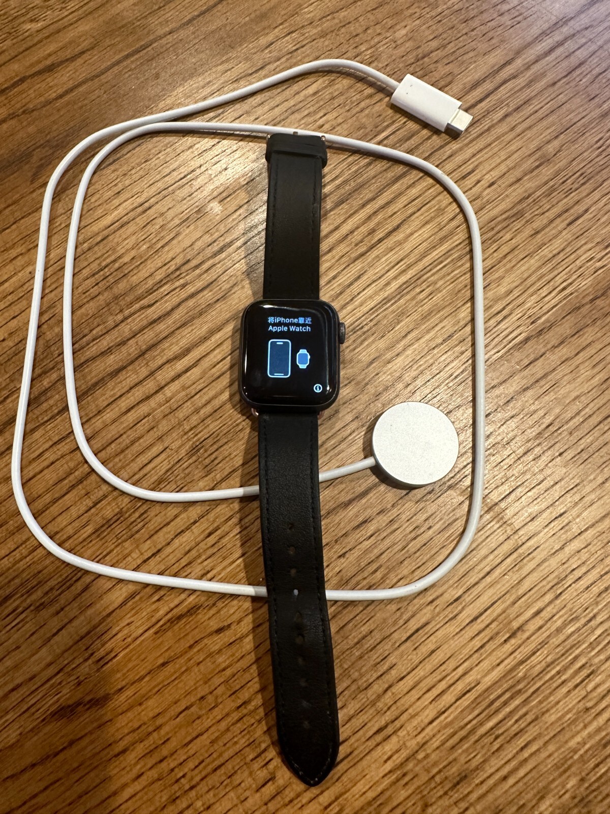 Apple Watch Series 5 40mm Black with Black Leather Band - Small/Medium Size-image