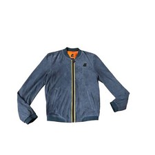 Giacca K-way Anouk KL in pelle blu camoscio taglia 7