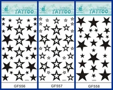 Fashion Sexy Fancy Black Star Sun Moon Totem Waist Arm Neck Tattoo Stickers 