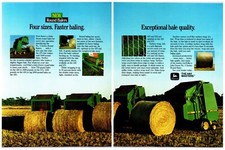 1990s John Deere Round Balers - Original Print Advertisement (2 Page Ad)