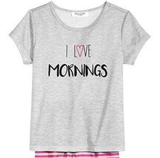 Family Pajamas Girls I Love Mornings Pajama TOP ONLY Gray 6-7 NWT