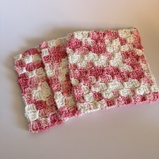 HANDMADE SET OF 3 CROCHET COTTON DISH CLOTHS OR WASH CLOTHS 7 By 7 INCHES NEW 