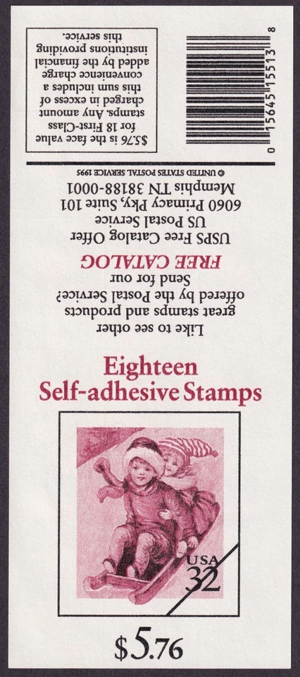 Scott #3013a Winter Sledding Booklet of 18 Stamps - MNH - Image 2 of 2