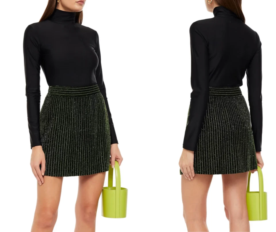 PRADA SILK ORGANZA BEAD EMBELLISHED JEWELLED DEADSTOCK CATWALK MINI SKIRT ROCK